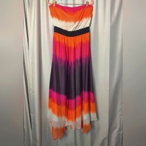 Express Tie-dye handkerchief strapless maxi dress - S